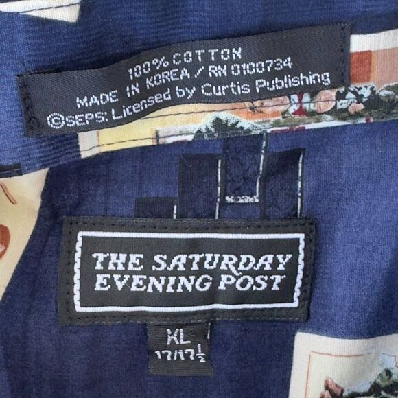The Saturday Evening Post Rockwell "Police" Vintage SS Button Down Men's XL - Picture 3 of 5